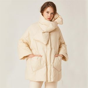 Kış Gevşek Aşağı Ceket Kadınlar 90% Beyaz Ördek Ceket Yuvarlak Boyun Kalın Parkas Kadın Sıcak Kar Dış Giyim Yukarı Eşarp 210430