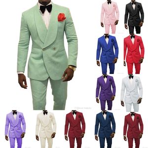 Two-Pieces Casual Double Row Of Single Button Men Suits Groom Party Coat Tailored