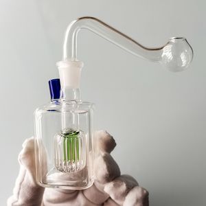 Mini kleine quadratische Form Glas Shisha Ölbrenner Rauch Shisha Diposable Glaspfeifen Aschefänger Bong Percolater Bubbler Tabakschale Rauchpfeifenzubehör