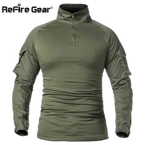 ReFire Gear Männer Armee Taktische T-shirt SWAT Soldaten Militär Kampf T-Shirt Langarm Camouflage Shirts Paintball T Shirts 5XL 210726