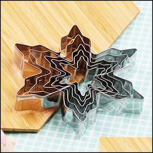 Cozinha, barra de jantar Home Garden5pcs/Conjunto X-Mas Snowflake Shape Sugarcraft Biscoit Cookie Cutter Diy Aço inoxidável cozinha de Natal Bakew