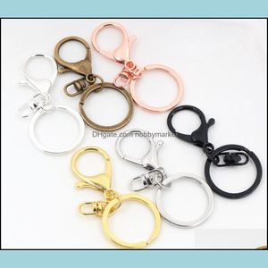 Chaveiros Moda Aessórios 5 pçs / lote 30mm Chave Anel Longo 70mm Clássico 8 Cores Banhado Lobster Clasp Gancho Corrente de Jóias Fazendo para Keychain C1