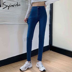 Syiwidii ​​Skinny Jeans Kobieta Stretch Dżinsowe Spodnie Wysokiej Talii Dżinsy Czarne Niebo Niebieski Szary Moda Ołówek Spodnie Kobiet Dorywczo 210417