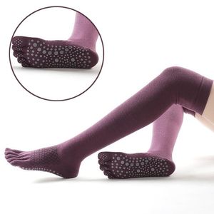 Sports Socks 1 Pair Non Slip Yoga Knee High With Grips For Women Toe Pilates Home Exercise Barefoot Workout