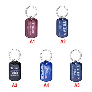 2024 Trump Keychain US President Election Flag Pendant Stainless Steel Tags I'll Be Back Keyring