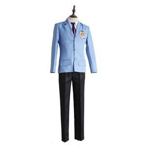 Ouran High School Host Club Cosplay Uniform Girl Boy Haruhi Kyoya Hikaru Takashi Costume Blue Suit Y0913