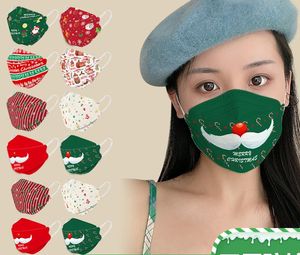 クリスマスプリントマスク不織布3Dステレオ使い捨てレッドスノーフレークトナカイベリーズデザインFHH21-824
