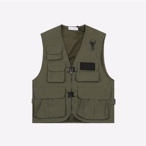 Gilet da uomo Gilet firmato Abbigliamento sportivo da esterno Multi-tasche Giacca senza maniche Cappotto Casual Streetwear Tattico Maglia sottile Gilet Hip Hop Felpe