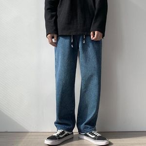 Erkek kot pantolon elastik bel pantolon erkekler hong kong tarzı sonbahar ve kış moda marka gevşek trend geniş bacaklar