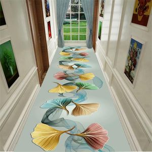 Mattor Nordic 3D Flower Modern Hallway Carpet Golvlöpare Rug Bedroom Long Corridor Anti-Slip For Home El Aisle Party Wedding