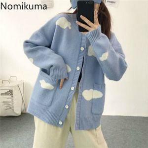 Номикума Корейский облачный свитер пальто осенний длинный рукав вязаный куртка причинно-шеи кардиган ROPA de Invierno Mujer 6C131 210427