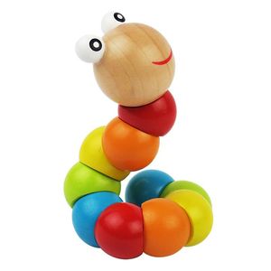 Giocattoli per insetti divertenti per bambini Varietà educativa in legno Twisting Inchworm Toys Wood Intelligence Baby DIY Block Toy Favore di partito