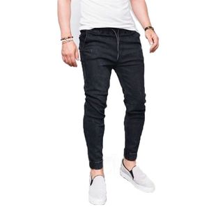 Lace Up Streç Bel Erkekler Sweatpants Seksi Delik Kot Pantolon Rahat Erkek Sıska Pantolon Streetwear Slim Biker Dış Giyim 806 211108