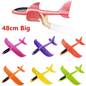 Misturar cor atacado 20 pcs 48 cm Crianças diy outdoor feita de espuma mão plástica que joga o avião voando planador avião modelo de avião brinquedos