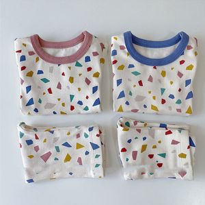 0-3 anos de roupa de bebê conjunto primavera algodão recém-nascido meninos meninas roupas colorido impresso homewear pijama conjuntos de roupas 210413