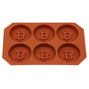 6 grades Bitcoin Design Cozimento Moldes de Silicone Cubo de Gelo Bandeja DIY Gelo-Mold de Chocolate Biscoito Biscoito Ice-Cube Maker para Cozinha Uísque Cocktail