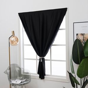 Curtain & Drapes Bedroom Blackout Dust Proof Solid Color Strap Punch Free Installation Kitchen Living Room Window