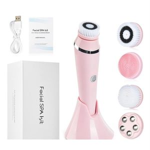 Silicone Facial Cleanser Waterproof scrubber Rechargeable Face Brush Pore Cleaner Four-in-One Electric Face Wash a01