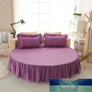Solid Color Sheet Cotton Bed Linen Fitted Sheet Round Bed Skirt Soft Double Couple mattress cover 200 / 220 Cm Queen King Size Factory price expert design Quality Latest