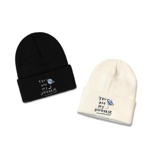 Cycling Caps & Masks Girls Knitted Hat My Universe Letter Embroidery Winter Warm Feminine Beanie Casual Fashion Hats YYDS