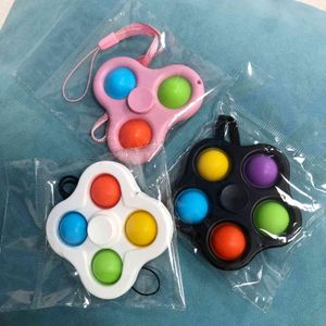 With lanyard fidget toys bubble poppers key ring push spinner board stress relief decompression finger bubbles squishies DNA stress ball Fidgets G47W6PG