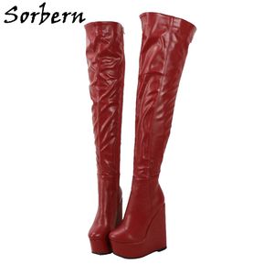 Sorbern Black Extrem High Heel Women Boots Wedges Thick Platform Custom Unisex Winter Boot Shoes Made-to-order