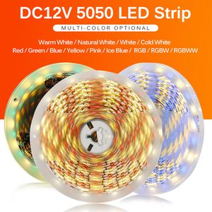 LED Strip 5050 DC12V 60LEDs/m Flexible LED Light RGB RGBW 5050 LED Strip 300LEDs 5m/lot