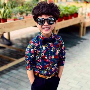 Children's Clothing Boys' Shirt Spring Cotton Floral Long-Sleeved Lapel Baby Flower 210713