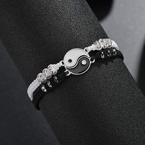 Par kvinnor män Yinyang Charm Armband Weae Kombination Armband Bangle Manschett Friendship Lover Mode Smycken kommer och Sandy