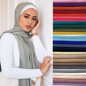 Scarves Plain Jersey Hijab Scarf Muslim Women Cotton Modal Long ScarvesHeadband Turban Shawl Islamic Headscarf Head Wraps