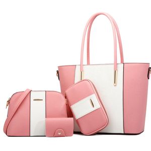 PU color matching womens bags fashion European and American style multi-style 4-piece set outdoor shoulder bag large capacity ladies handbag purse