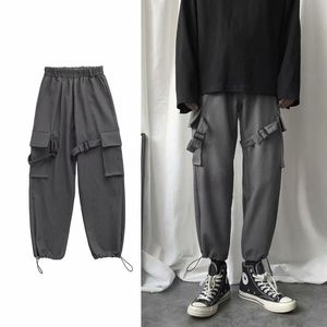 E-Baihui Yeni Sonbahar Streetwear Pantolon Tulum erkek Eğilim Düz ve Yabani Geniş Bozulmuş Dokuz Noktası Gevşek Öğrenci Rahat Pantolon