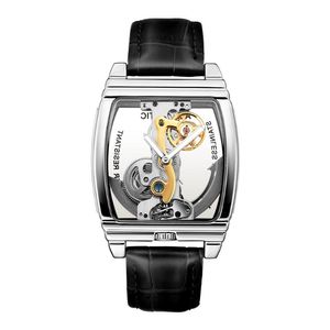Transparent Automatic Mechanical Watch Men Skeleton Wristwatch Luxury Gear Self Winding Leather Male Clock Relogio Masculine Wristwatches