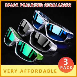 3 PACK Fashion Polarized Sunglasses Men Super light Frame Driving Fishing Blue Red Green Mirror Lens UV Goggles N38