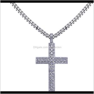 Halsband Hip Hop 18K Gold Plated Iced Out Cubic Zirconia Cross Pendant med 4mm 60 cm kuba kedja halsband män kvinnor diamanter smycken h svvr1