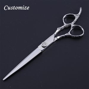 Customize professional JP 440c steel 7'' & 6'' Plum handle cut hair scissors barber cutting make up shears hairdressing 220125