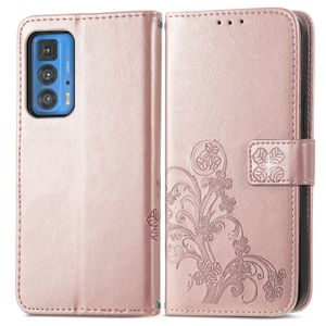 Imprint Clover Wallet Cases With Card Slot For Motorola Moto G8 G9 G Stylus Play Pure 2021 G30 G50 G60 G60S E7 Edge 20 Power 2022 Flower Lace Embossing
