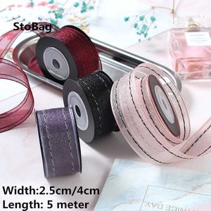 Stobag 2.5cm / 4cm 5 meter Organza Ribbons Bröllopsfödelsedag Baby Dusch DIY Handgjorda Presentkaka Dekorera Blomma Craft Favor 210602