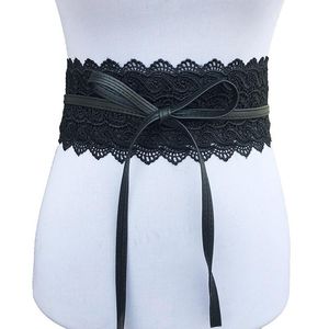 Riemen stijl dames corset brede taille zwart en wit met boog knoop kant riem strakke vrouwelijke zelf knoop trouwjurk