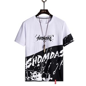 Большой размер S xL Мужские футболки Streetwear Hip Hop Slicing летняя футболка Harajuku Корейский повседневный с коротким рукавом