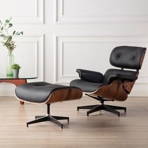 Meble do salonu Krzesło Salon z Osmańskim Czarnym Palisander Wood Real Leather Set