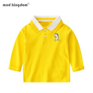 Mudkingdom Boys Polo Shirtsかわいい漫画刺繍長袖カジュアルな服210615