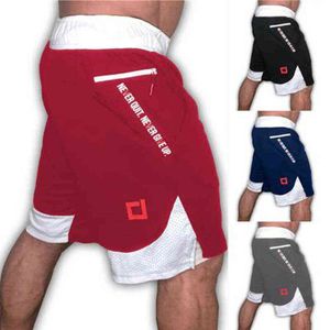 Novos shorts de corrida esportivos masculinos Quick-Dry de 2021 Active Training Exercise Jogging 2 em 1 Quick-Dry masculino Fitness Sho H1206