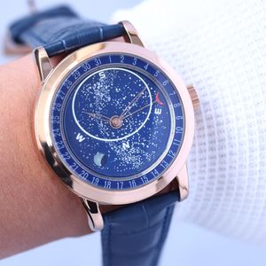 Mekaniska automatiska herrklockor Sapphire Leather Strap Waterproof Montre de Luxe Fashion Wristwatches 42mm Es