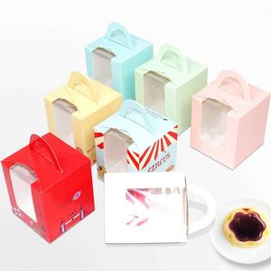 20Pcs Single Cupcake Boxes With Clear Window Muffin Pastry Cake box with Handles food-grade white paper 210724