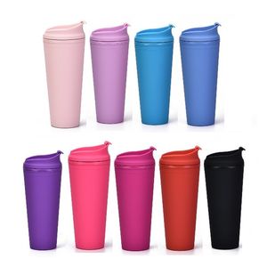 Dubbelskikt plast frostat tumbler 22oz matt plast bulk tumblers med lock för utomhus sport camping vid havet t9i001752