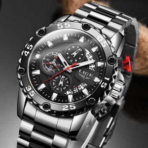 Mens Watches Top Brand Luxury LIGE Fashion Watch Men Waterproof Sport Quartz Style Men's All Steel Big Dial Calendar Clock 210527