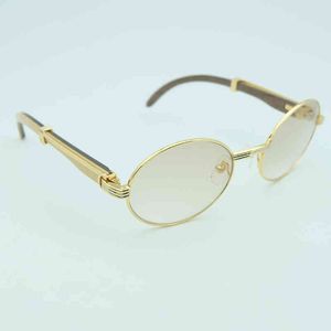 Designer sunglasses Retro Sunglasses Two Color Wood Oval Men Sunglass Luxury Metal Sun Glasses Women Vocation Accessories For Driving