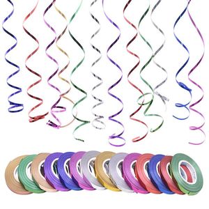 Party Decoration 10pcs/lot 5mm*10m Golden Silver Foil Laser Balloon Ribbon For Wedding Birthday Christmas Year Event Decor Rope