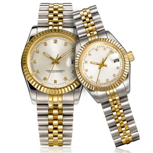 Assista Mens Automático Gold Mulheres Relógios Full Stoxless Sapphire Sapphire Impermeável Luminous Casais Casais Relógios de pulso Montre de luxu